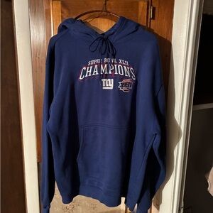 New York Giants NFL Men’s Blue Super Bowl XLII Champions Hoodie EUC Preowned MED